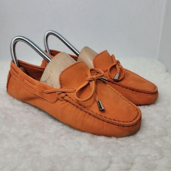 Mercanti Florentini  Womens Driving Moccasin Shoe Size 7 Orange Leather Shoes - Picture 1 of 10
